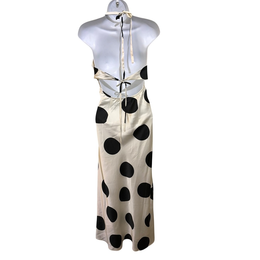 Urban Outfitters Everlight Satin Polka Dot Halter Maxi Dress Babydoll SZ Medium - Picture 7 of 11